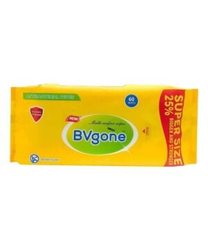 BVgone Non-Alcoholic Antibacterial Wipes - Pack of 60 Pcs