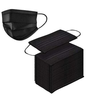 Disposable 3 Ply Black Face Masks - Pack of 50 Pc