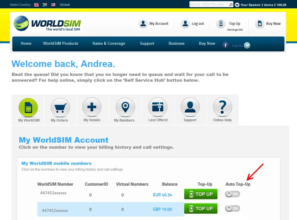 How Do I Set Up Automatic Top-Up on WorldSIM