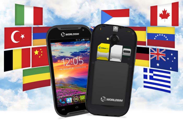 dual sim phone with worldwide flags