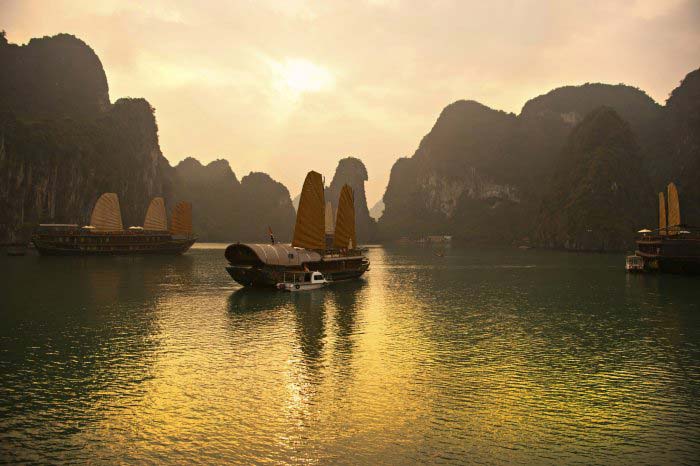 sunset over Halong Bay, Vietnam